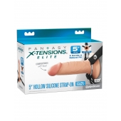 Телесный пустотелый фаллопротез 5’’ Hollow Silicone Strap-On - 14 см. - Pipedream - купить с доставкой в Братске