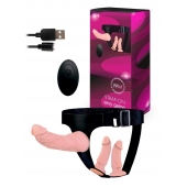 Женский страпон с 3 насадками и вибрацией - Erowoman-Eroman - купить с доставкой в Братске