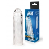 Прозрачная закрытая насадка на пенис с ребрышками - 16 см. - Sex Expert - в Братске купить с доставкой