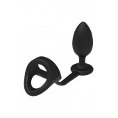 Черное эрекционное кольцо с анальной пробкой Cockstrap With Anal Plug - Dream Toys - в Братске купить с доставкой