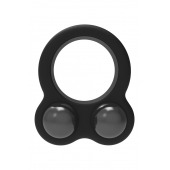 Черное эрекционное кольцо с утяжелителями Cockring Dual Weight - Dream Toys - в Братске купить с доставкой