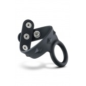 Черное эрекционное кольцо с подхватом мошонки на кнопках VS6 - Blush Novelties - в Братске купить с доставкой