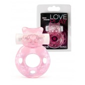 Розовое эрекционное виброкольцо в форме мишки - 1137 - в Братске купить с доставкой