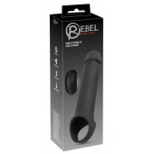 Черная вибронасадка для пениса с хомутом для мошонки и пультом ДУ Remote Controlled Penis Extension - Orion - в Братске купить с доставкой