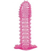 Гелевая розовая насадка с шипами - 12 см. - Toyfa Basic - в Братске купить с доставкой
