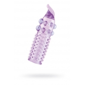 Гелевая фиолетовая насадка с шариками, шипами и усиком - 11 см. - Toyfa Basic - в Братске купить с доставкой