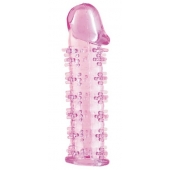 Гелевая розовая насадка на фаллос с шипами - 12 см. - Toyfa Basic - в Братске купить с доставкой