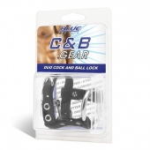 Утяжка на пенис на замочке Duo Cock And Ball Lock - BlueLine - купить с доставкой в Братске