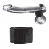 Чёрная утяжка на мошонку 1  Velcro Ball Stretcher - BlueLine - купить с доставкой в Братске
