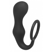 Чёрное эрекционное кольцо с анальной пробкой Double Pleasure Anal Plug - Lola Games - в Братске купить с доставкой