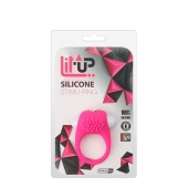 Розовое эрекционное кольцо с щеточкой LIT-UP SILICONE STIMU RING 5 - Dream Toys - в Братске купить с доставкой