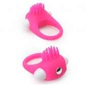 Розовое эрекционное кольцо с щеточкой LIT-UP SILICONE STIMU RING 5 - Dream Toys - в Братске купить с доставкой