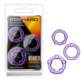 Набор из 3 фиолетовых эрекционных колец Stay Hard Beaded Cockrings - Blush Novelties - в Братске купить с доставкой