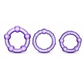 Набор из 3 фиолетовых эрекционных колец Stay Hard Beaded Cockrings - Blush Novelties - в Братске купить с доставкой