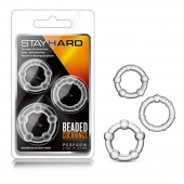 Набор из 3 прозрачных эрекционных колец Stay Hard Beaded Cockrings - Blush Novelties - в Братске купить с доставкой