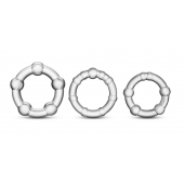 Набор из 3 прозрачных эрекционных колец Stay Hard Beaded Cockrings - Blush Novelties - в Братске купить с доставкой