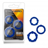 Набор из 3 синих эрекционных колец Stay Hard Beaded Cockrings - Blush Novelties - в Братске купить с доставкой