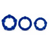 Набор из 3 синих эрекционных колец Stay Hard Beaded Cockrings - Blush Novelties - в Братске купить с доставкой
