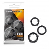 Набор из 3 чёрных эрекционных колец Stay Hard Beaded Cockrings - Blush Novelties - в Братске купить с доставкой