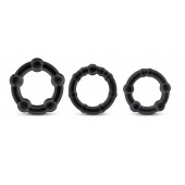 Набор из 3 чёрных эрекционных колец Stay Hard Beaded Cockrings - Blush Novelties - в Братске купить с доставкой