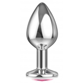 Большая серебристая анальная пробка Diamond Pink Sparkle Large с розовым кристаллом - 8 см. - Lola Games - купить с доставкой в Братске