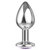 Большая серебристая анальная пробка Diamond Purple Sparkle Large с фиолетовым кристаллом - 8 см. - Lola Games - купить с доставкой в Братске