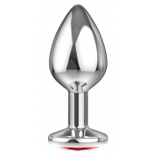 Большая серебристая анальная пробка Diamond Red Sparkle Large с красным кристаллом - 8 см. - Lola Games - купить с доставкой в Братске