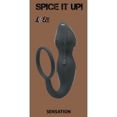 Серое эрекционное кольцо Sensation с анальным стимулятором - Lola Games - в Братске купить с доставкой