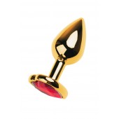 Золотистая анальная пробка с кристаллом-сердцем - 7,5 см. - ToyFa - купить с доставкой в Братске