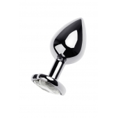 Серебристая анальная пробка с прозрачным кристаллом-сердцем - 8 см. - ToyFa - купить с доставкой в Братске