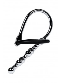 Серебристый уретральный плаг-бусины TOYFA Metal с мягким фиксириющим кольцом - ToyFa - купить с доставкой в Братске