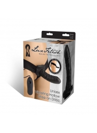 Чёрный полый страпон с вибрацией Unisex Vibrating Hollow Strap-On - 14 см. - Lux Fetish - купить с доставкой в Братске