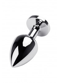 Серебристая коническая анальная пробка с красным кристаллом - 8 см. - ToyFa - купить с доставкой в Братске