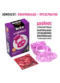 Розовое эрекционное виброкольцо Luxe VIBRO  Бархатный молот  + презерватив - Luxe - в Братске купить с доставкой