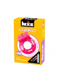 Розовое эрекционное виброкольцо Luxe VIBRO  Ужас Альпиниста  + презерватив - Luxe - в Братске купить с доставкой