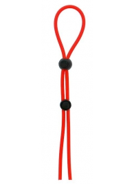 Красное лассо на пенис с двумя бусинами STRETCHY LASSO CAGE - Dream Toys - в Братске купить с доставкой