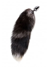 Серебристая металлическая анальная втулка с хвостом чернобурой лисы - размер S - ToyFa - купить с доставкой в Братске
