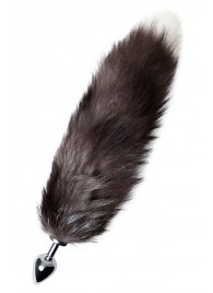 Серебристая металлическая анальная втулка с хвостом чернобурой лисы - размер S - ToyFa - купить с доставкой в Братске