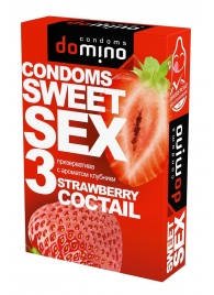 Презервативы для орального секса DOMINO Sweet Sex с ароматом клубничного коктейля  - 3 шт. - Domino - купить с доставкой в Братске