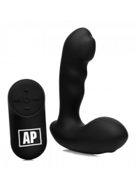 Черный стимулятор простаты Alpha-Pro 7X P-Milker Silicone Prostate Stimulator with Milking Bead - XR Brands - в Братске купить с доставкой