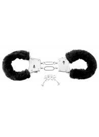 Меховые чёрные наручники Beginner s Furry Cuffs - Pipedream - купить с доставкой в Братске