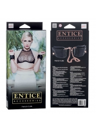 Черные мягкие наручники Entice French Cuffs с цепью - California Exotic Novelties - купить с доставкой в Братске