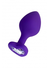 Фиолетовая анальная втулка Diamond Heart с прозрачным кристаллом - 8 см. - ToyFa - купить с доставкой в Братске