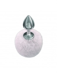 Серебристая анальная пробка с белым пушистым хвостиком Twinkle - Lola Games - купить с доставкой в Братске