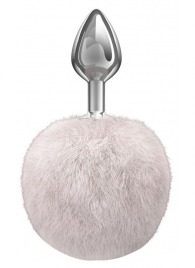 Серебристая анальная пробка с белым пушистым хвостиком Twinkle - Lola Games - купить с доставкой в Братске