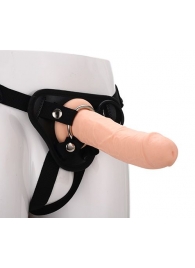 Черные трусики с телесной насадкой STRAP ON REAL DILDO - 21 см. - Dream Toys - купить с доставкой в Братске