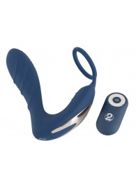 Синий вибростимулятор простаты с кольцом - 14,5 см. - Orion - в Братске купить с доставкой