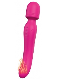 Ярко-розовый жезловый вибратор Heating Bodywand с нагревом - 23,2 см. - Dream Toys