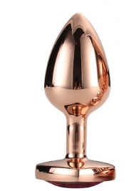 Золотистая анальная втулка с кристаллом-сердечком розового цвета - 7,1 см. - Dream Toys - купить с доставкой в Братске
