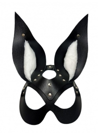 Черная маска зайки с белым мехом на ушках Miss Bunny - БДСМ Арсенал - купить с доставкой в Братске